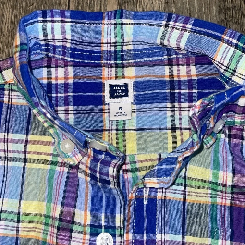 Janie and Jack PLAID MADRAS SHIRT size 6